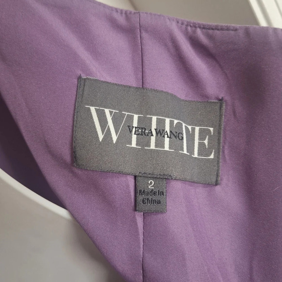 White by  Vera Wang VW360214 -Neck Halter Gown with Slit SZ 2 NWT - Picture 16 of 16